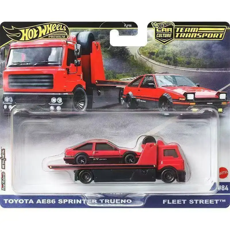 Hot Wheels Premium Diecast Toy Car Transporter Escala 1/64 com Ferrari Fiat Lykan Toyota AE86 Veículo Modelo Colecionável