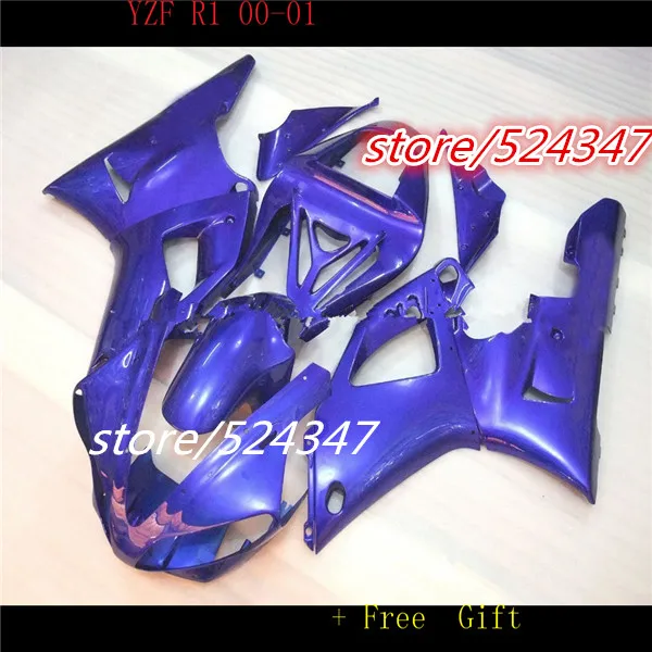 Hey-YZF R1 YZF 1000 2000-2001 YZF-R1 gloss blue YZF-1000  YZFR1 00 01 2000 2001 ALL Blue YZF1000 Fairings for Yamaha