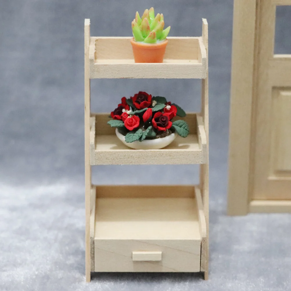 

Three-Layer Miniature Wooden Storage Rack for Mini House Flower Stand Gift Decor DIY Landscape Supplies