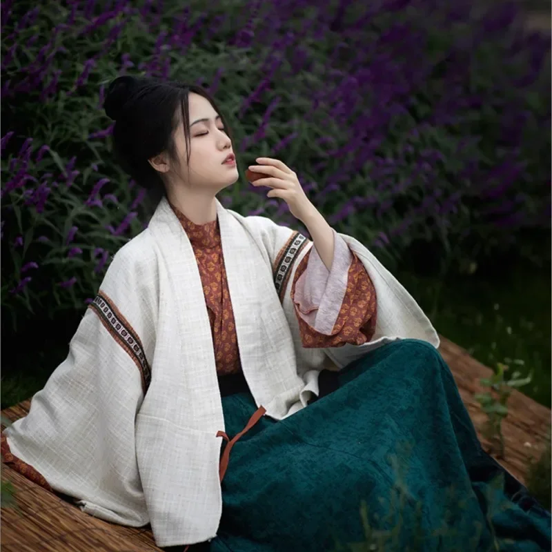 2023 Originele Hanfu Jurk Wei Jin Stijl Jin Hals Acht Gebroken Rok Dagelijks Herfst Winter Hanfu Jurk Kostuum