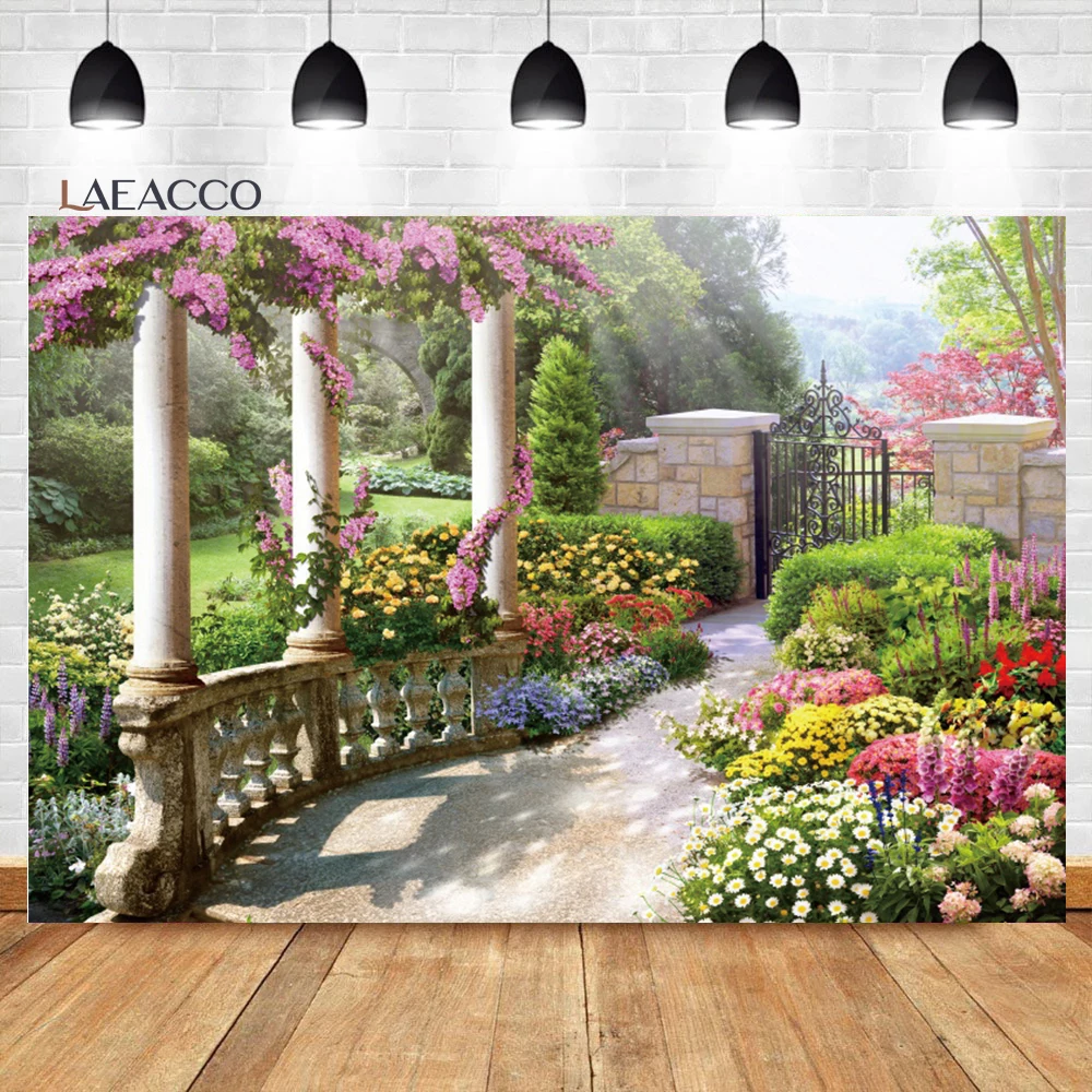 Laeacco Spring Secret Garden Photography Backdrop Colorful Flower Floral Blossom Baby Shower Kids Portrait Customized Background