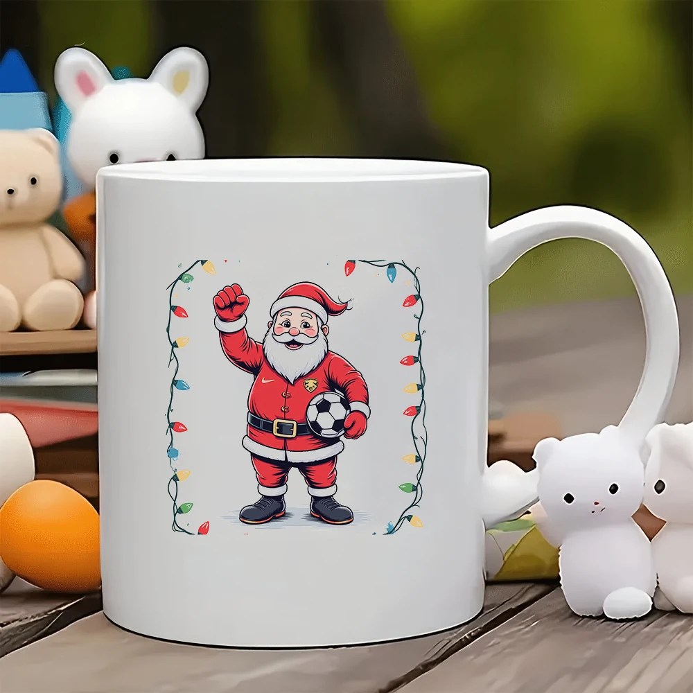 

11oz Cup Cartoon Santa Claus Football Sports Elements Holiday Light Decorations Christmas Gift Childrens Cup Family Office C