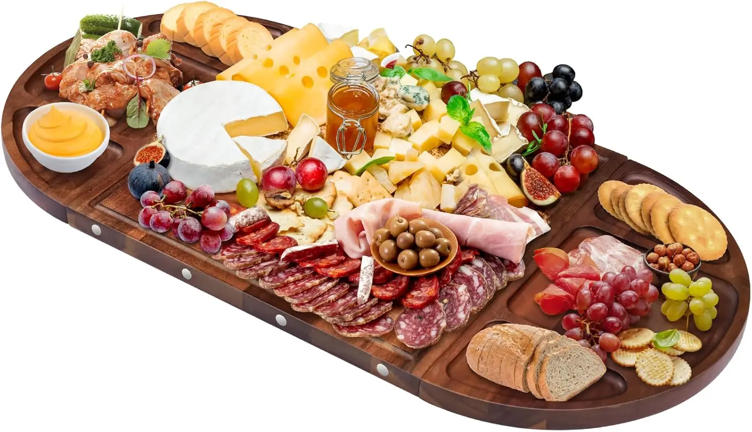 

Large Magnetic Acacia Wood Charcuterie Board Set, 26x13 Inches, Splice Design for Cheese and Serving