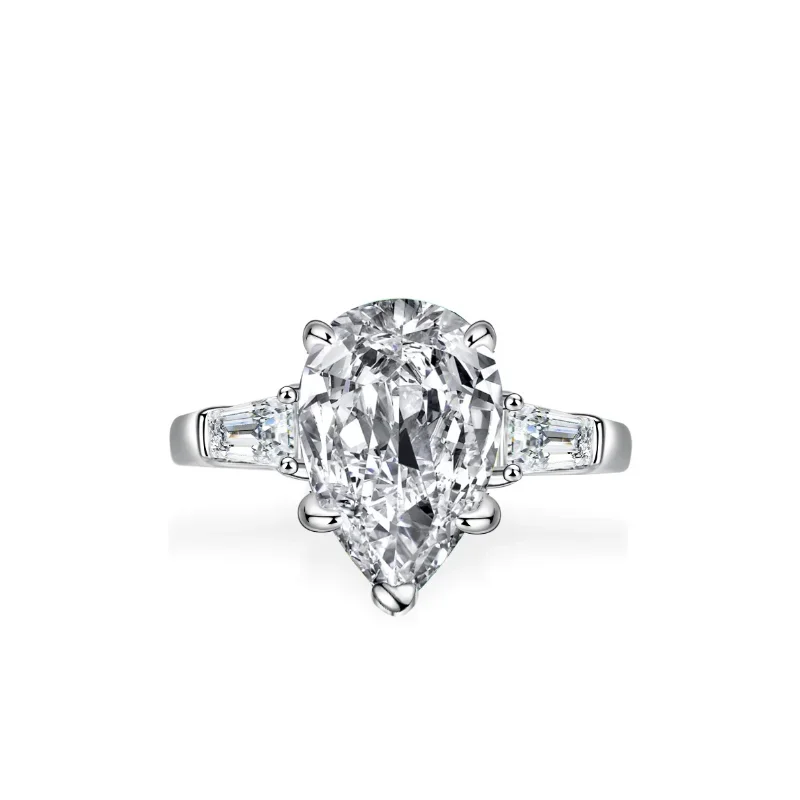4 Carat D Color Pear Moissanite Engagement Ring 925 Sterling Silver Rings For Women Jewelry