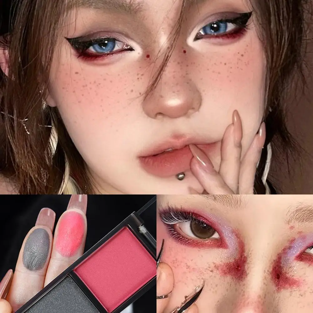 4-Color أحمر أسود سموكي عينيه لوحة ماتي ولامع مقاوم للماء الظلام الشرير هالوين ماكياج بريق الصباغ للعيون C8D8