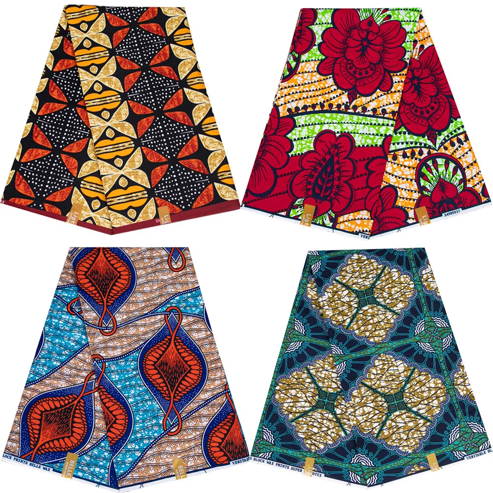 African Ankara Wax Print Fabric Block Tissue Sewing Material Party Dress Handmake DIY Patchwork Garment Yards 100% Polyester