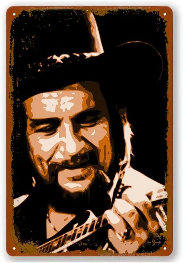 Wanfst Country Musicians Waylon Jennings Poster Tin Sign Vintage Metal Sign Bar Club Wall Art Decoration 8X12 Inches