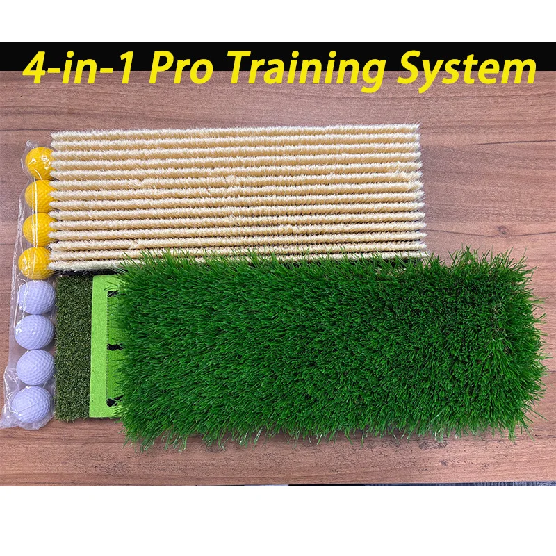 Golf swing practitioner 4-in-1 bunker grass strike mat
