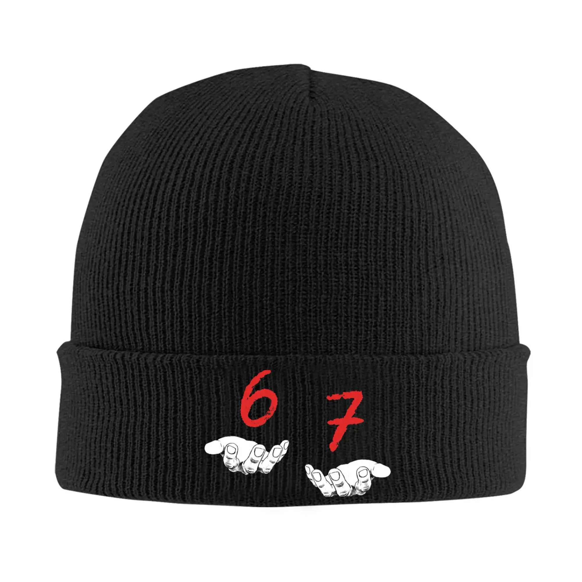 Funny Hands Six Seven 6 7 Meme Knitted Caps Women's Men's Skullies Beanies Winter Hat Acrylic  Crochet Melon Cap
