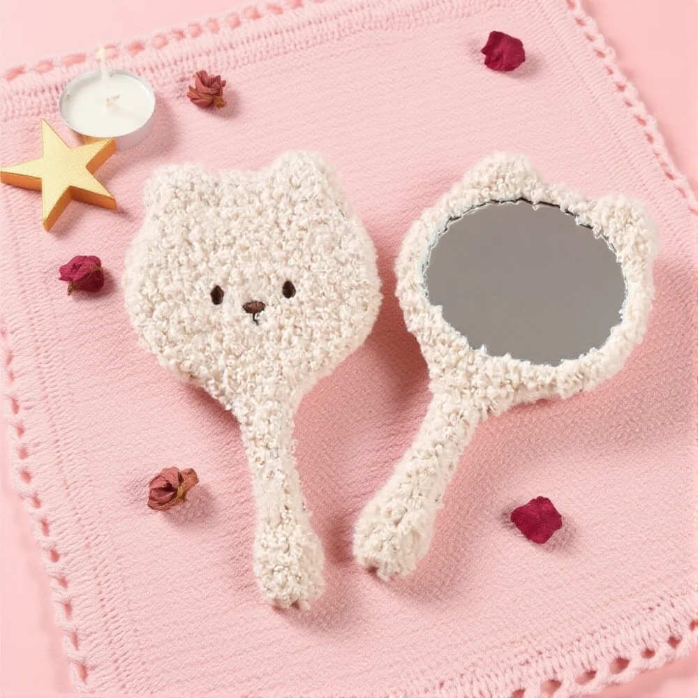 مرآة مكياج محمولة على شكل دب، مرآة مستحضرات تجميل لسطح المكتب، مرآة محمولة للسفر للنساء والفتيات، ملحقات مرايا الوجه