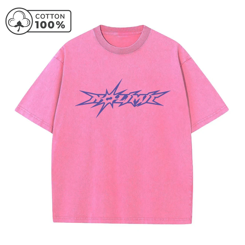 Men's Creative Purple Word Print Distressed Washed T-Shirt Loose Fit Casual Pure Cotton Crew Neck Short Sleeve Daliy Commute Top