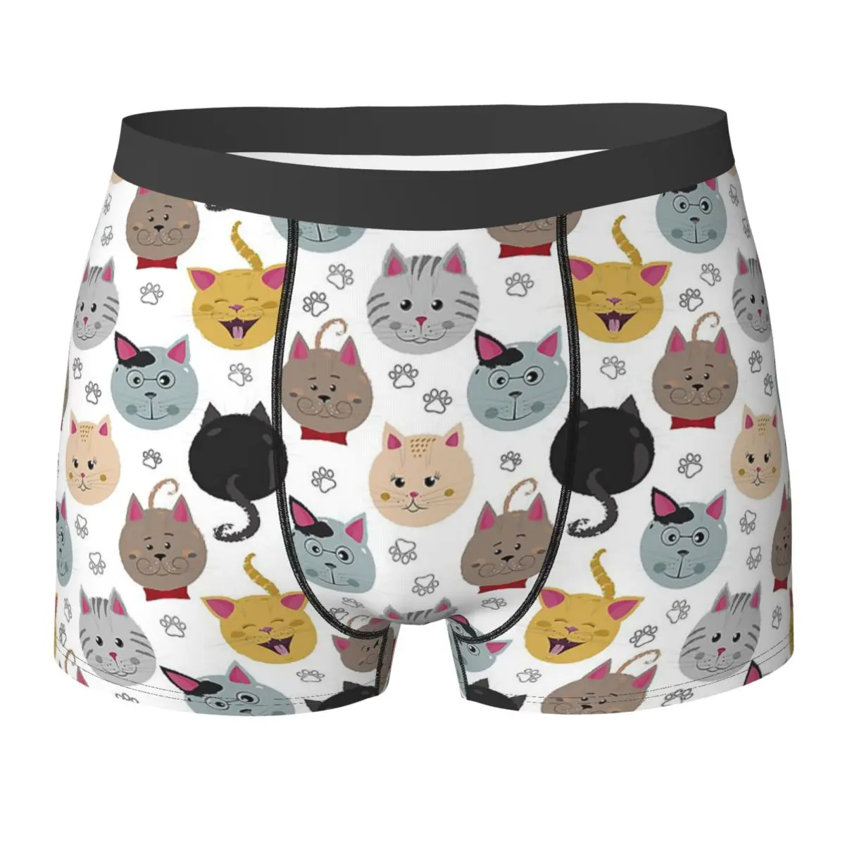 Трусы-боксеры, шорты с рисунком кошек, мужские вентилируемые трусы для Homme, мужской подарок бойфренду