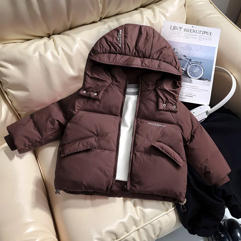 The 2025 new children's down silk jacket is stylish and warm, a Korean version of winter coats for boys and girls