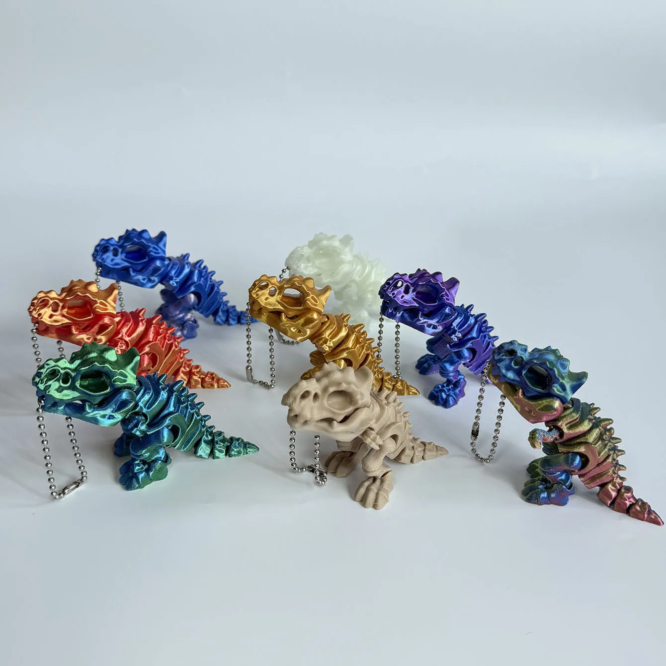 3D Printed Tyrannosaurus Rex Triceratops Keychain Car Mirror Hanging Decor Bag Pendant Dinosaur Lover Gift