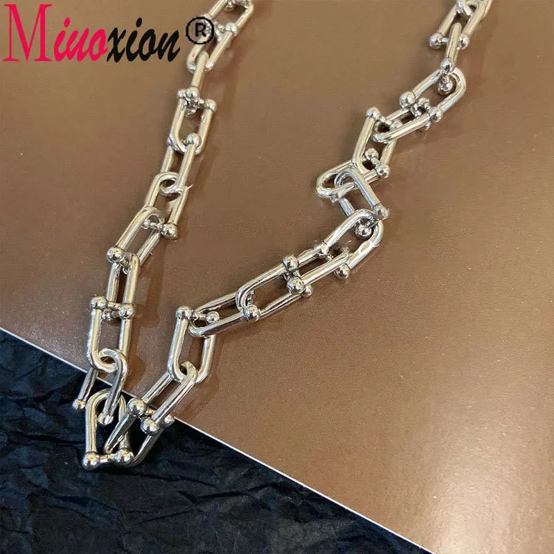 Miuoxion 925 Stamp Solid U-Shaped Necklace Fashion Retro Personality Clavicle Chain Jewelry For Women Luxury Charm Student Gift