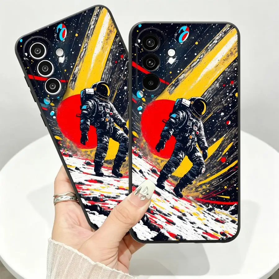 Retro Painted Astronaut Case for Samsung Galaxy A57 A25 A16 A06 A37 A73 A51 A15 A55 A05 A23 Phone Cover A53 A17 A52 A36 A41 A13