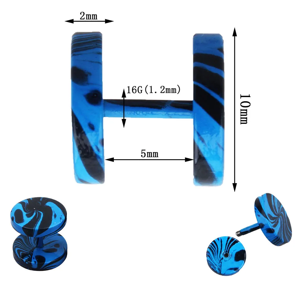 2pcs 316L Steel Paint Ear Studs 16g Ear Cartilage Tragus Tunnels Earrings Helix Piercing Internally Thread Body Jewelry