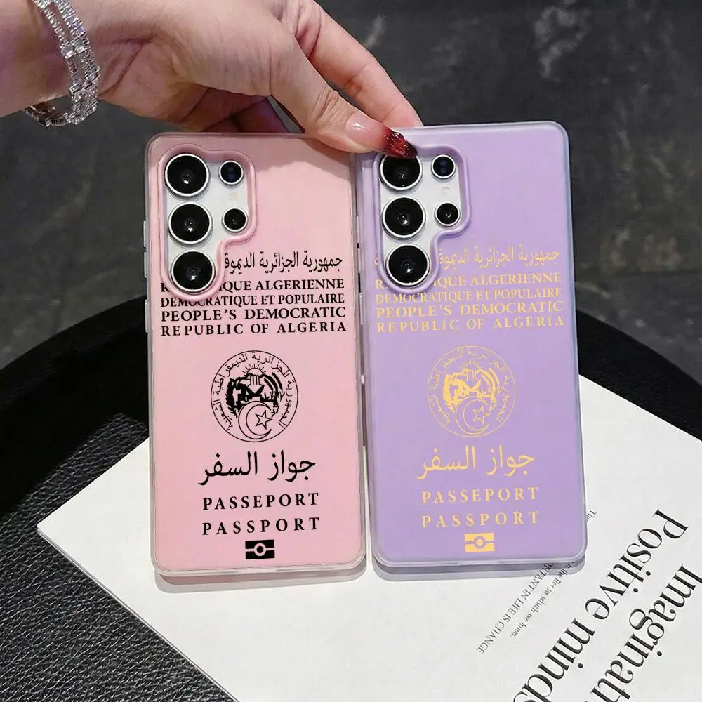 A-Algeria Passport Phone Case 2-in-1 Detachable Clear Case for Samsung S26-S22 Multi-Color Card Holder Soft TPU