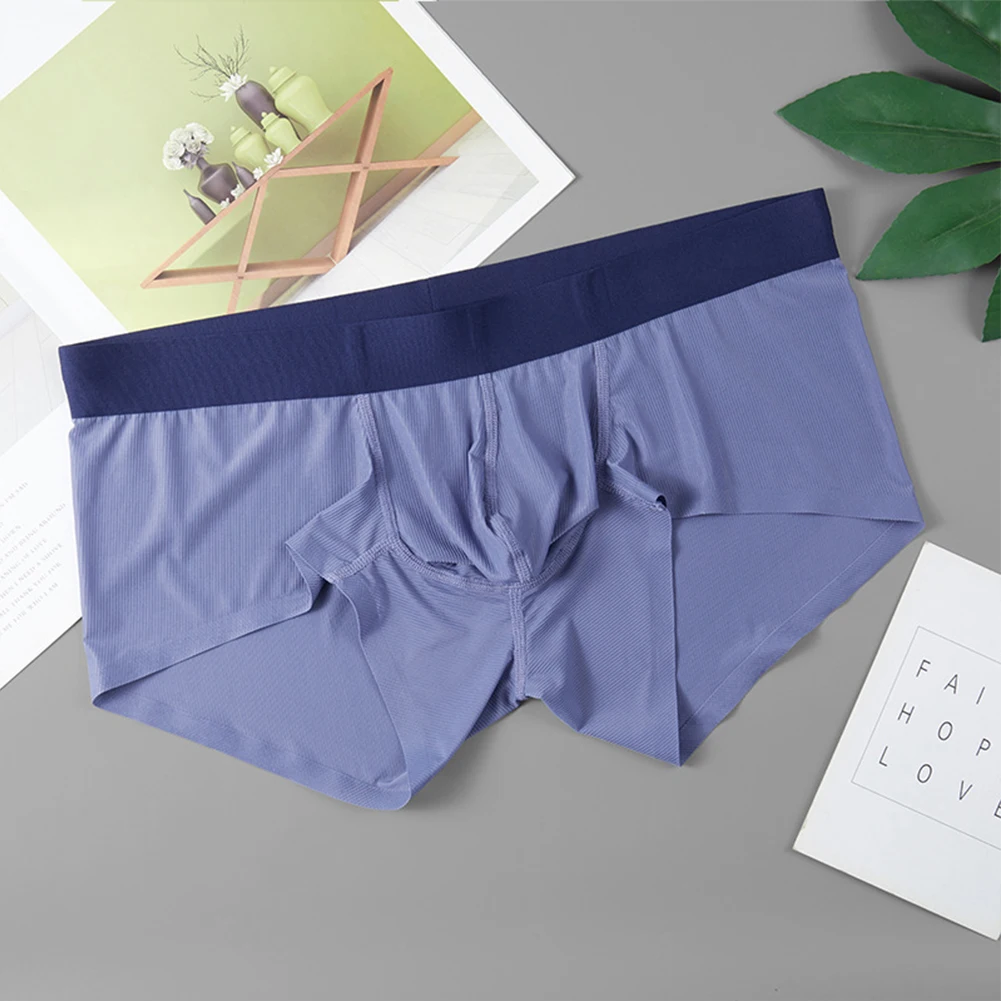 Heren Sexy Trunks Ijs Zijde Doorschijnende Slips Ultra-Dunne Ondergoed Shorts Uitstulpzak Onderbroek Ademende Slip