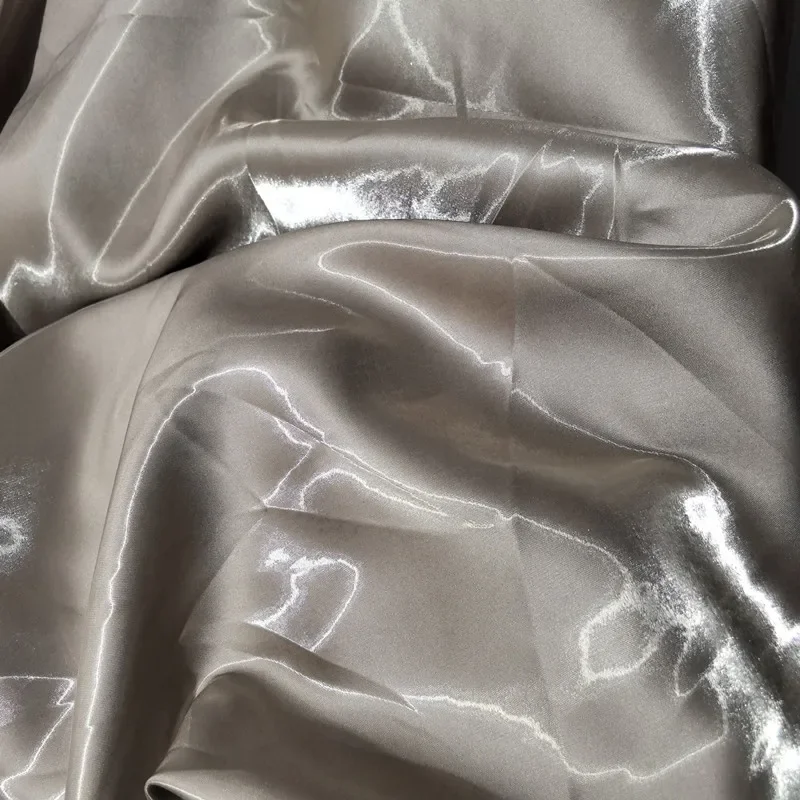 

Shiny Gloss Satin Macaron Organza Fabric Crisp Texture Lightweight Sheer Material Wedding Dress Evening Gown Party Decoration