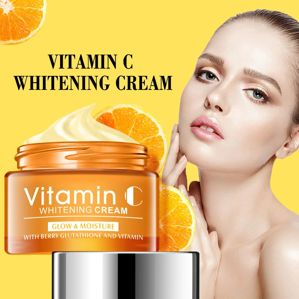 Sérum blanchissant à la vitamine C, crème pour le visage VC, estompe les taches de rousseur, élimine les taches foncées, éclaircissant la peau, acide hyaluronique, mélanine