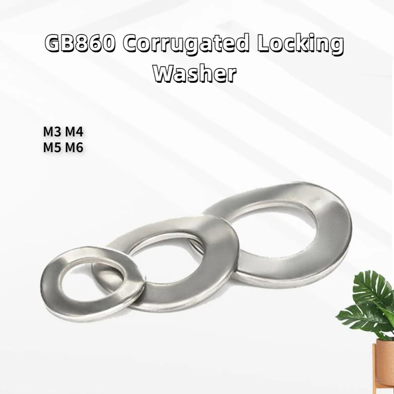 50pcs 304 Stainless Steel GB860 Corrugated Locking Washer Wave Cushion Triple Crest Spring Gasket M3 M4 M5 M6