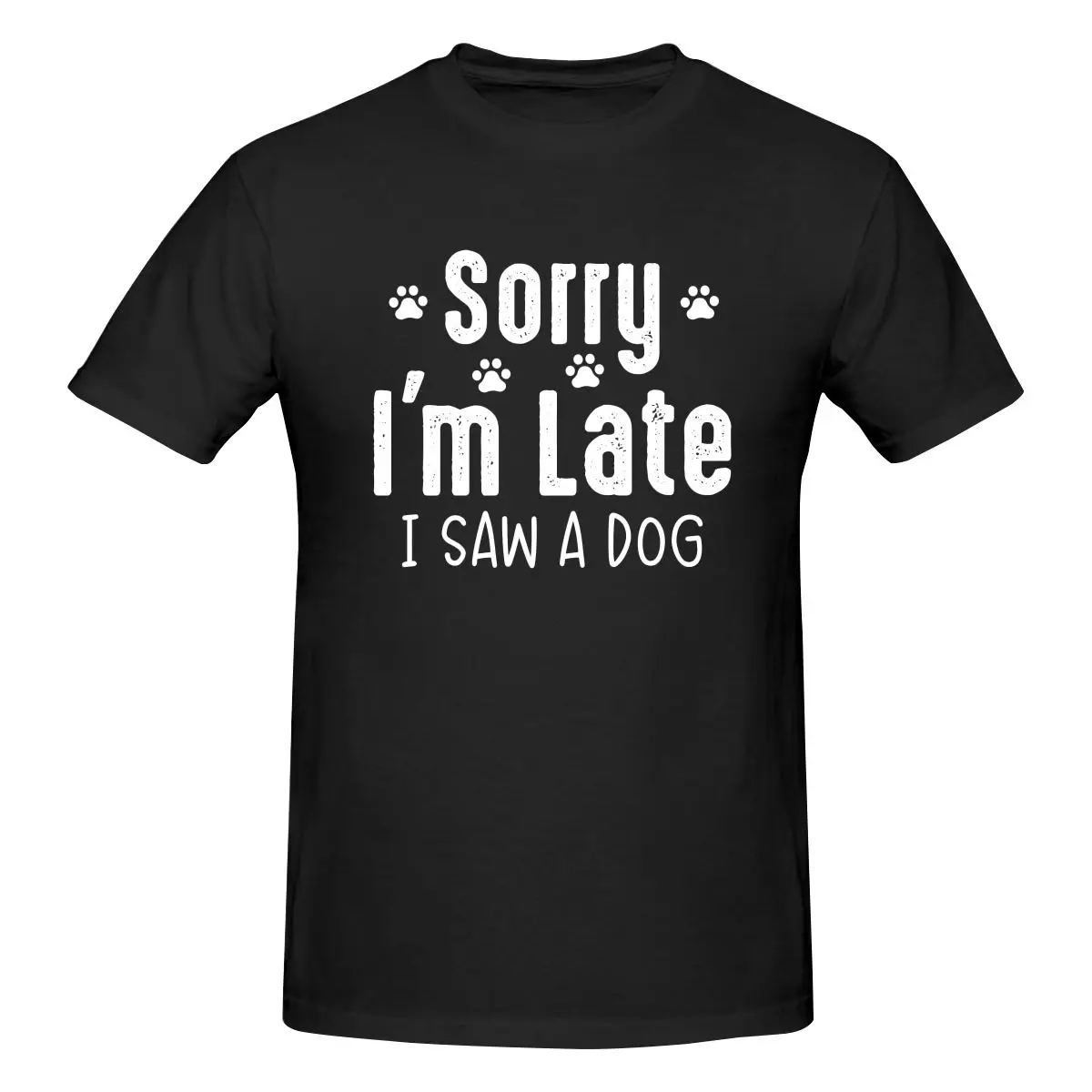 Men's Sorry I'm Late I Saw A Dog T-Shirt Regular Fit 100% Cotton Short Sleeve T Shirt Crew Neck Casual Tee Shirt Tops