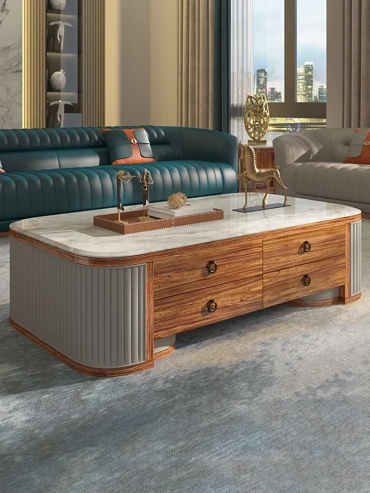

Post-Modern Ugyen Wooden Italian Mild Luxury Marble Long End Table