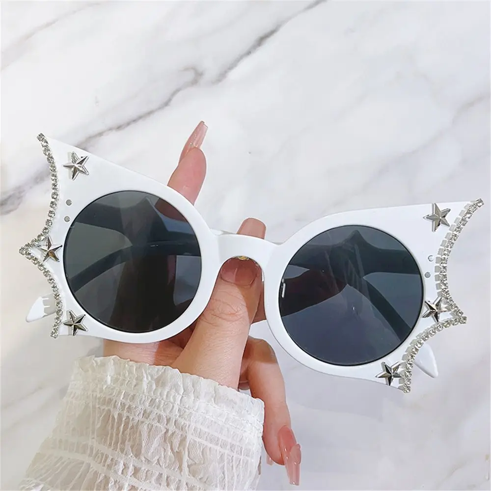 Diamond Stars Decor Butterfly Sunglasses Trendy Bat Shape Sun Glasses Funny Halloween Cosplay Eyeglasses Shades UV400 Eyewear