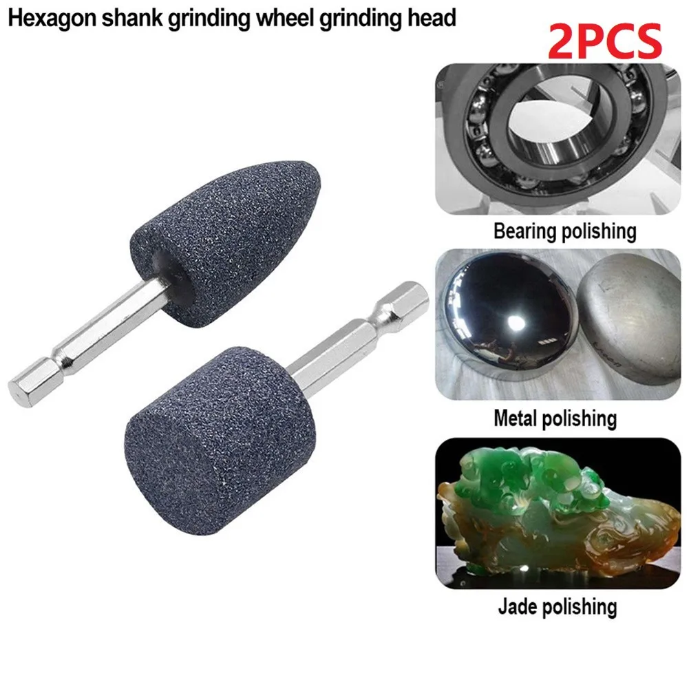 2pcs For Stone Polishing Grinding Wheel Hex Shank Corundum Sharpening Head Drill Tool Machine Metal Grinder Rotating Cone