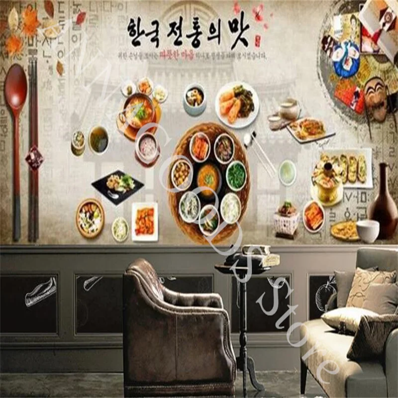 

Korean Style Noodles Kimchi 3d Wallpaper for Noodle Shop Snack Bar Restaurant Background Wall Self Adhesive Mural Wall Paper