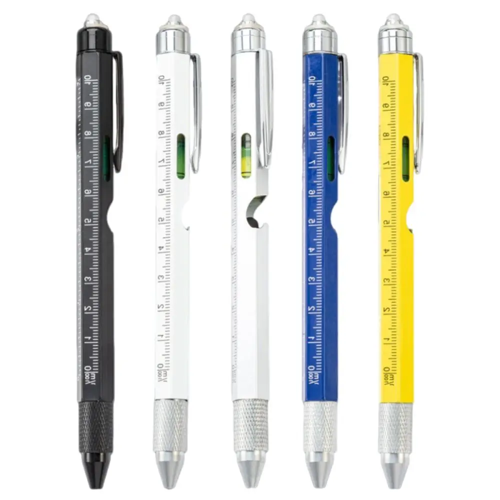 9 in 1 Multi-function Tool Pen Portable Detachable Handheld Screwdriver Tool LED Light Levelgauge Ballpoint Pen Writing