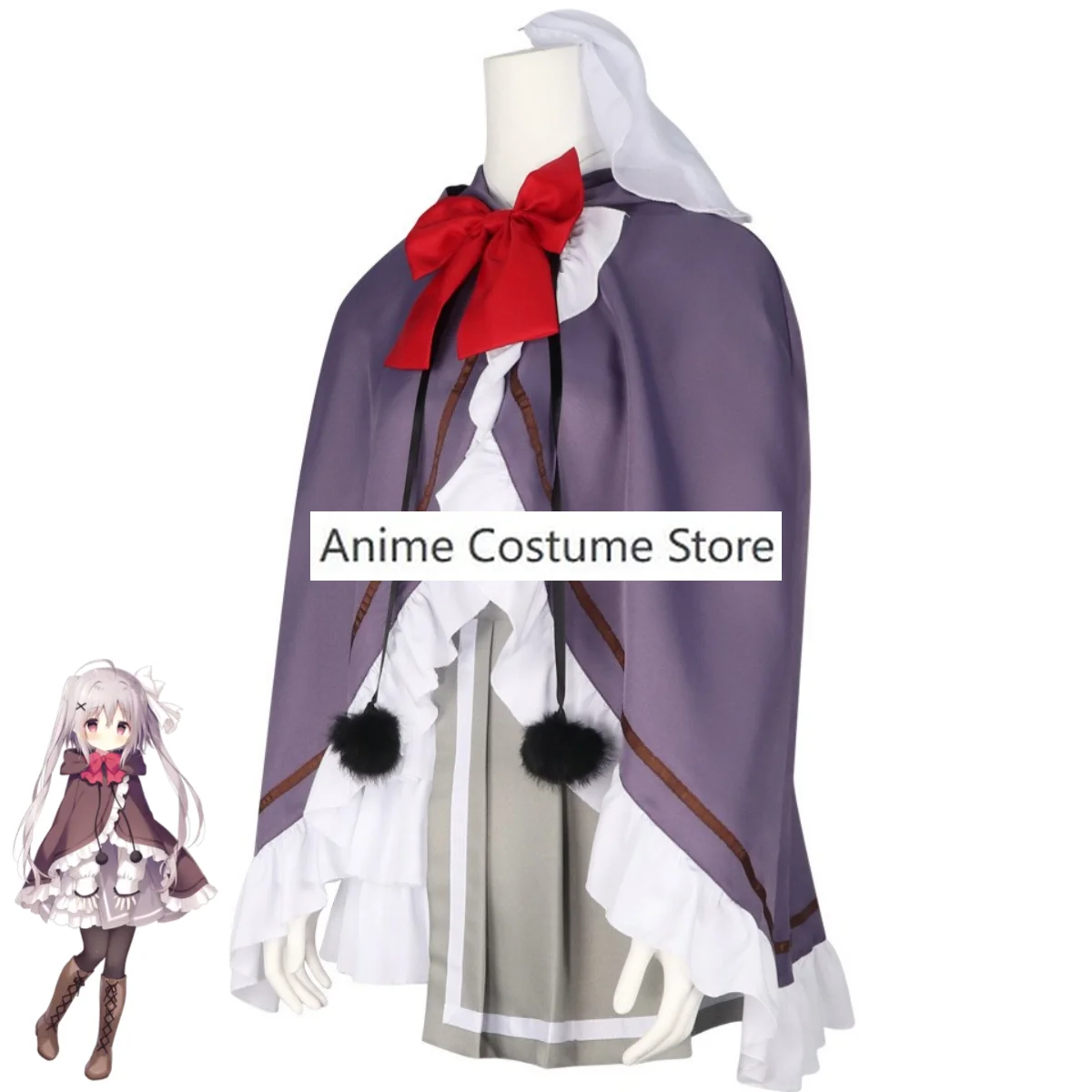 لعبة أنمي هوشيزورا تيتسودو إلى شيرو نو تابي نيري زي تنكري ، شال جميل تنورة وشعر مستعار للمرأة ، شعر مستعار