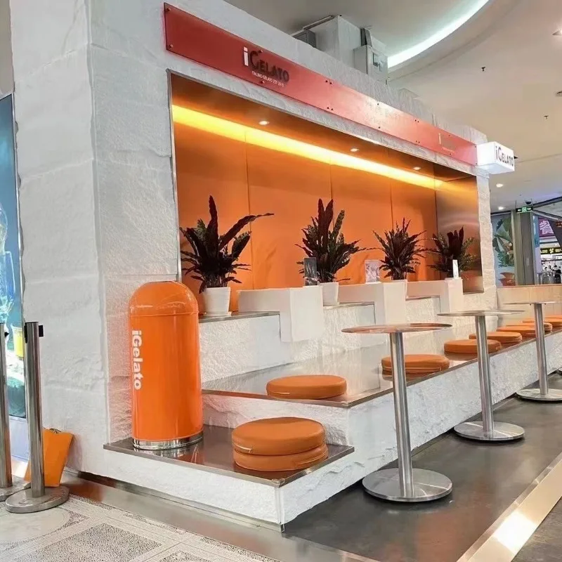 Endüstriyel Tarz Sehpa Yuvarlak Metal Çay Dükkanı Yemek Masaları Modern Paslanmaz Çelik Yan Sehpa Cafe Ticari Mobilya