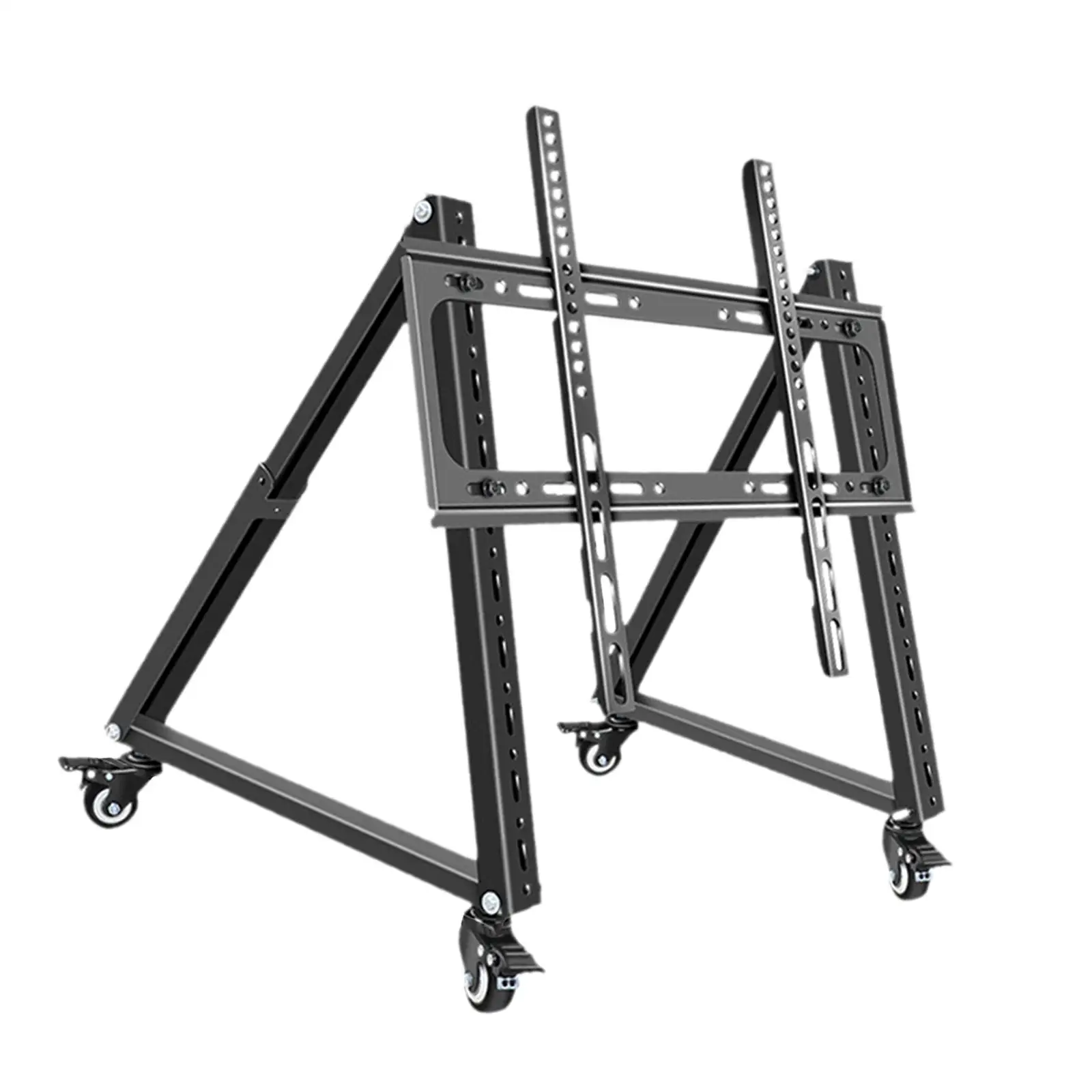 Modern Mobile TV Stand with Wheels Stable Floor Holder Adjustable Monitor Cart for Flat Curved Screens Home