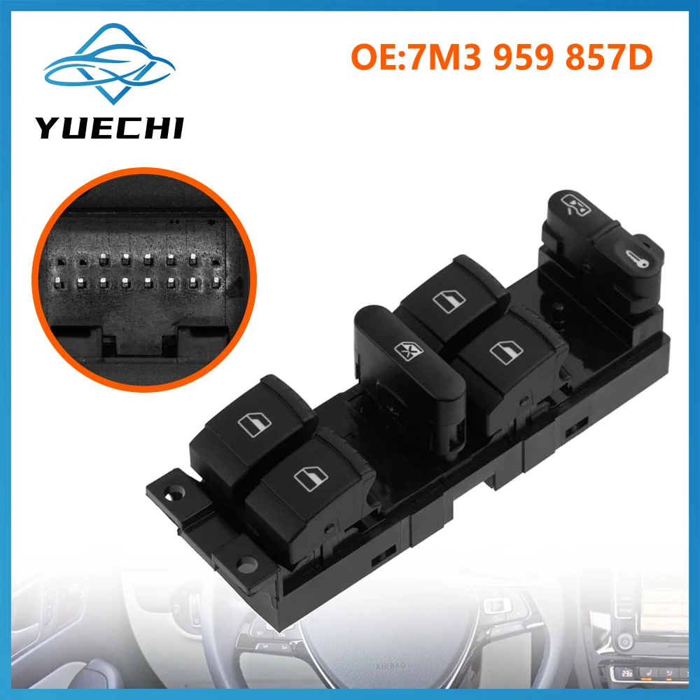 

Highquality 7M3959857D For VW Sharan 2004-2010 Seat Alhambra Electric Master Power Window Control Lifter Switch Car Glass Button