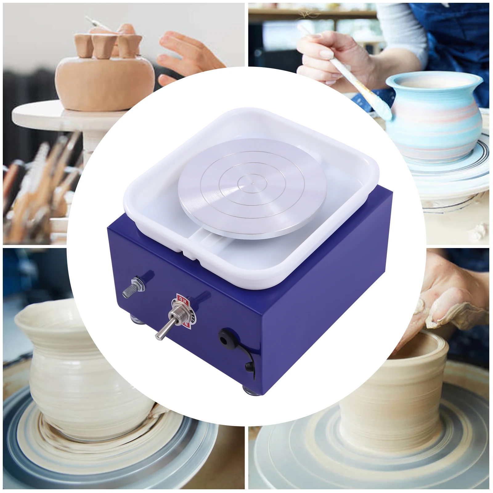 Mini Ceramic Wheel Machine, Electric Pottery Wheel Machine Turntable 2000 RPM with Removable ABS Basin, 10 cm Ceramic Plate