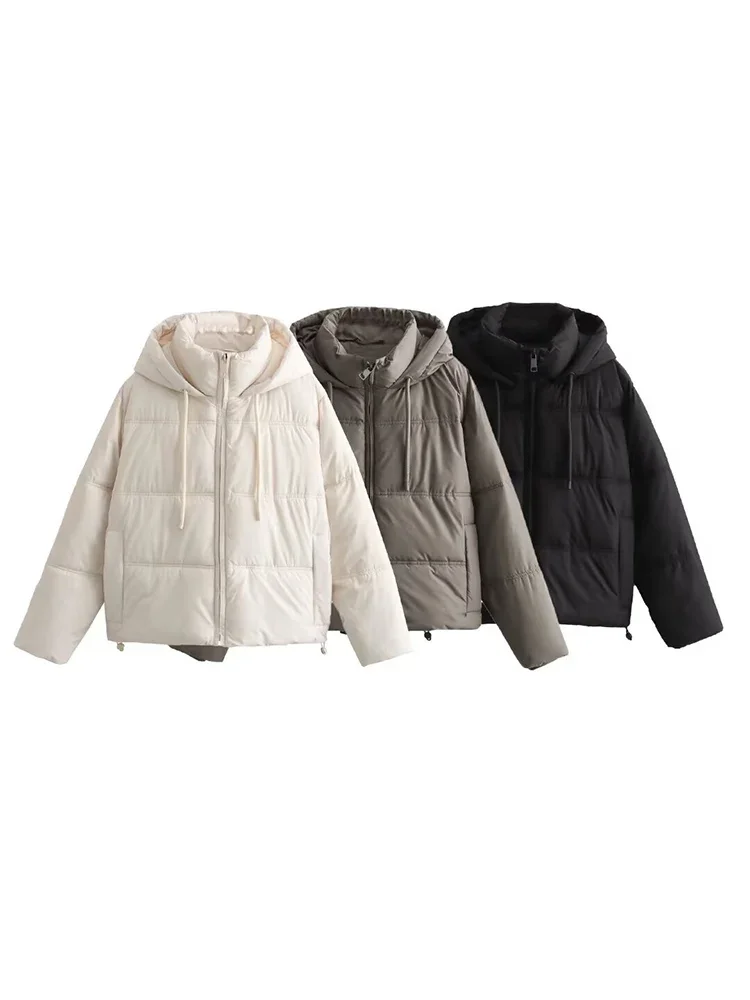2025 European and American style new women's clothing European and American style cotton short hooded thick jacket coat