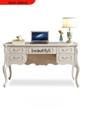 

X European-Style Desk Chair Solid Wood Desk Home High-End Study White Desk Medical Beauty Consultation Table office furniture