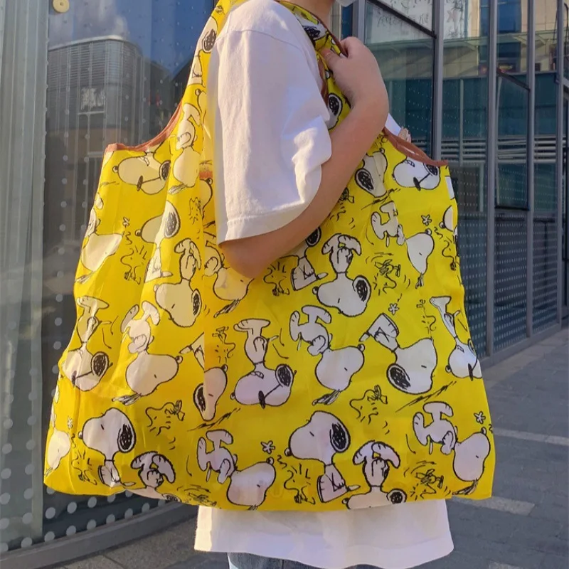 Snoopy Foldable Shopping Bag Big Size Thick Nylon Large Tote Reusable Waterproof Polyester Portable Shoulder Women\'s Handbags