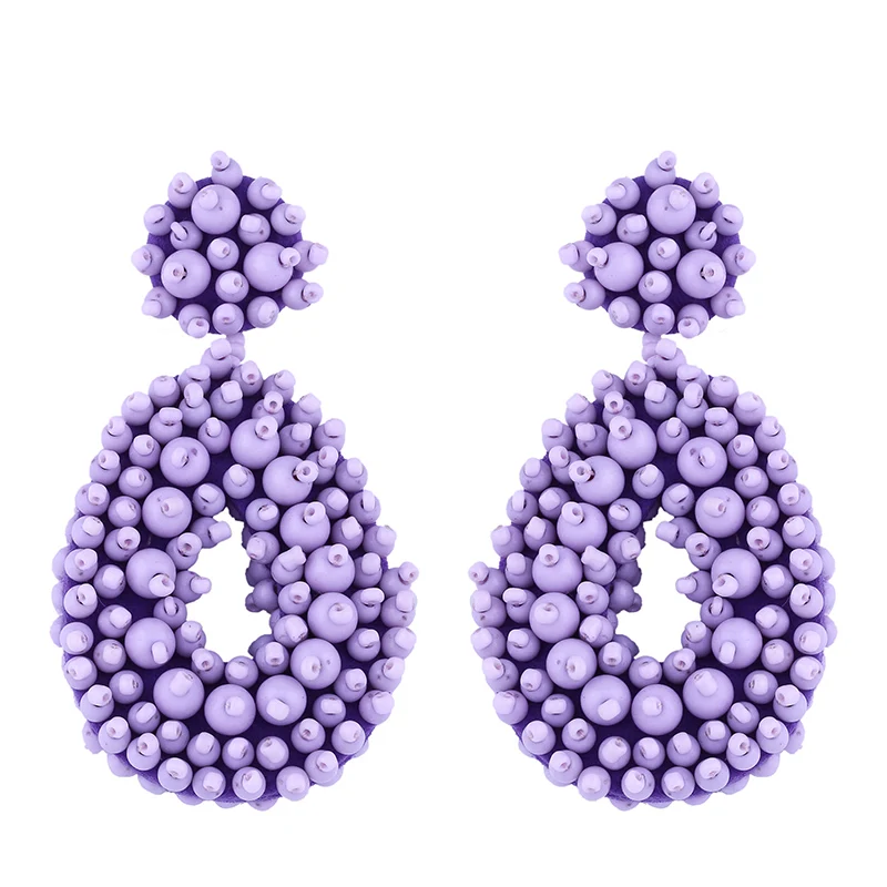 FLOLA  Bohemia Drop Beads Earrings Woman Statement Handmade Beaded Earrings Dangle Bohemian Jewelry Big Pendientes ersp67