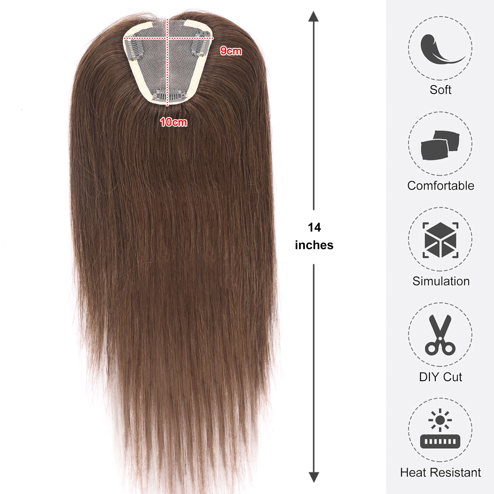 Braune Farben 100% remy europäische Echthaar Topper 14 Zoll Frauen Haar teile Spitze Basis Clip in Topper Haar verlängerung für Frauen