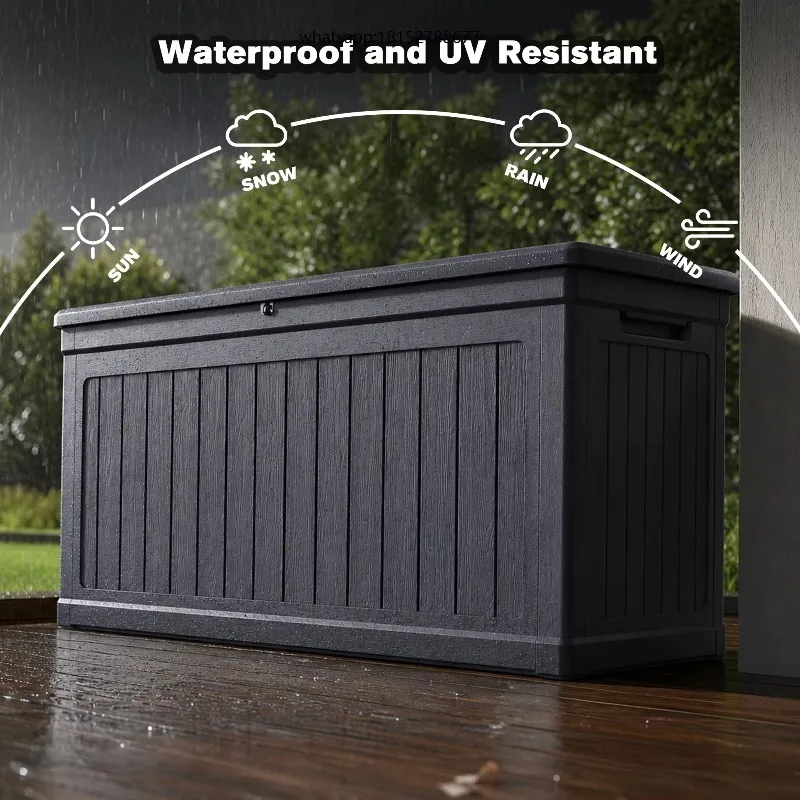 Waterproof Resin Lockable Black Large Outdoor Storage  Deck Box