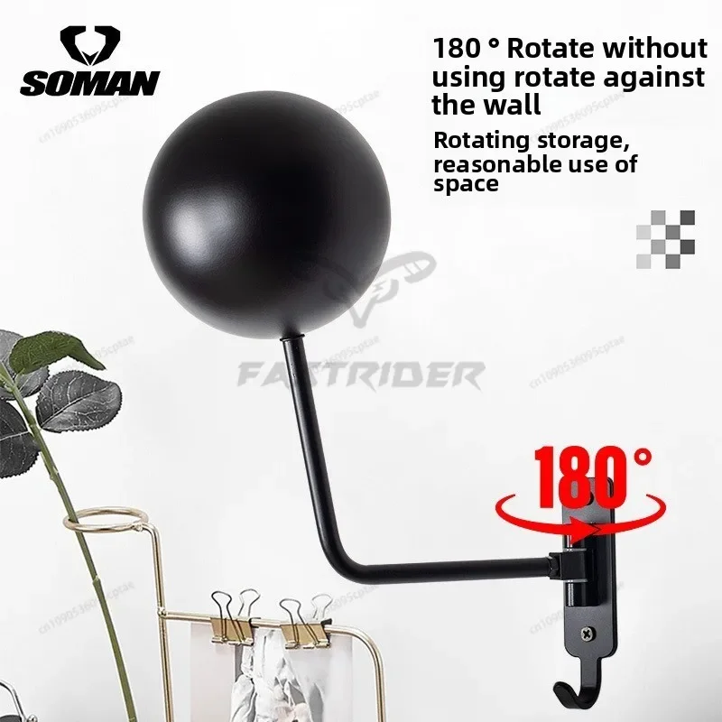 

Motorcycle Helmet Rack Wall Mount Stain Steel Helmet Holder 180 Rotation Hanger with Double Hook Bike Helmet Holder Dropshipping
