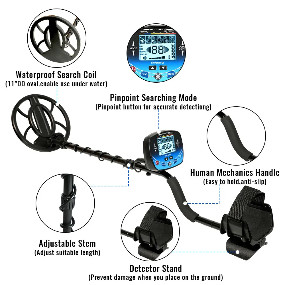 Metal Detector professionale MD910B Rilevatore d'oro sotterraneo Metal Finder ad alta precisione Ricerca impermeabile Bobina Cercatore di tesori