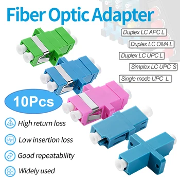 10 adet LC UPC/APC/OM4 kuplörler, dubleks Fiber optik adaptörler Simplex kablo konnektörleri SM MM Fiber flanş Ftth