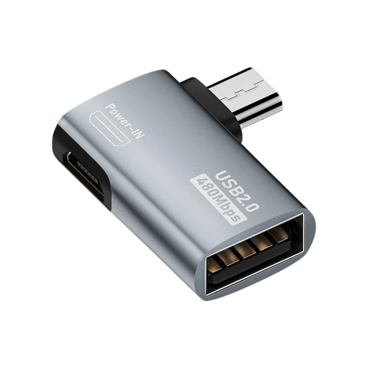 4K OTG Cable Adapter Power Supplied Micro-USB to USB with Angle Design. Suitable for Tablet,