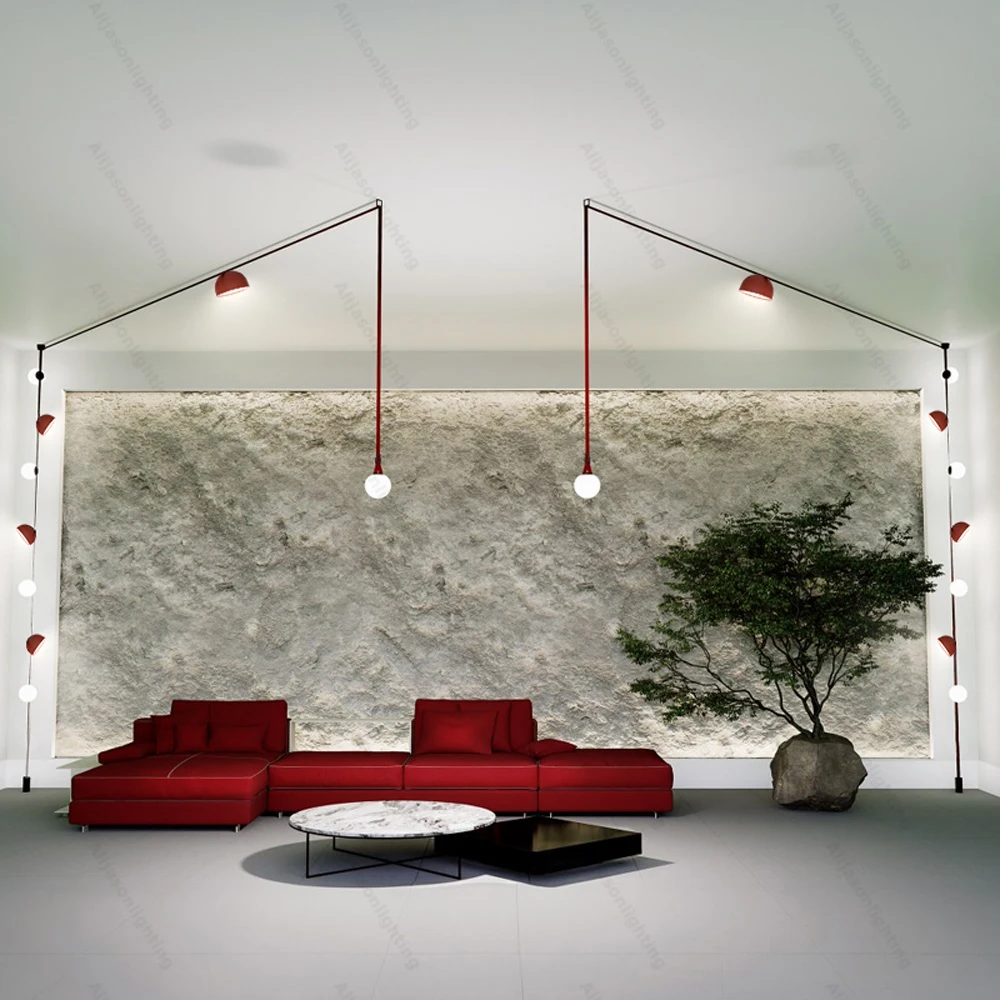 2026 Early Spring DIY Fishing Textile Leather Belt Dimmable LED Pendant Light Chandelier Luminaire Hanging Lamp For Living Room