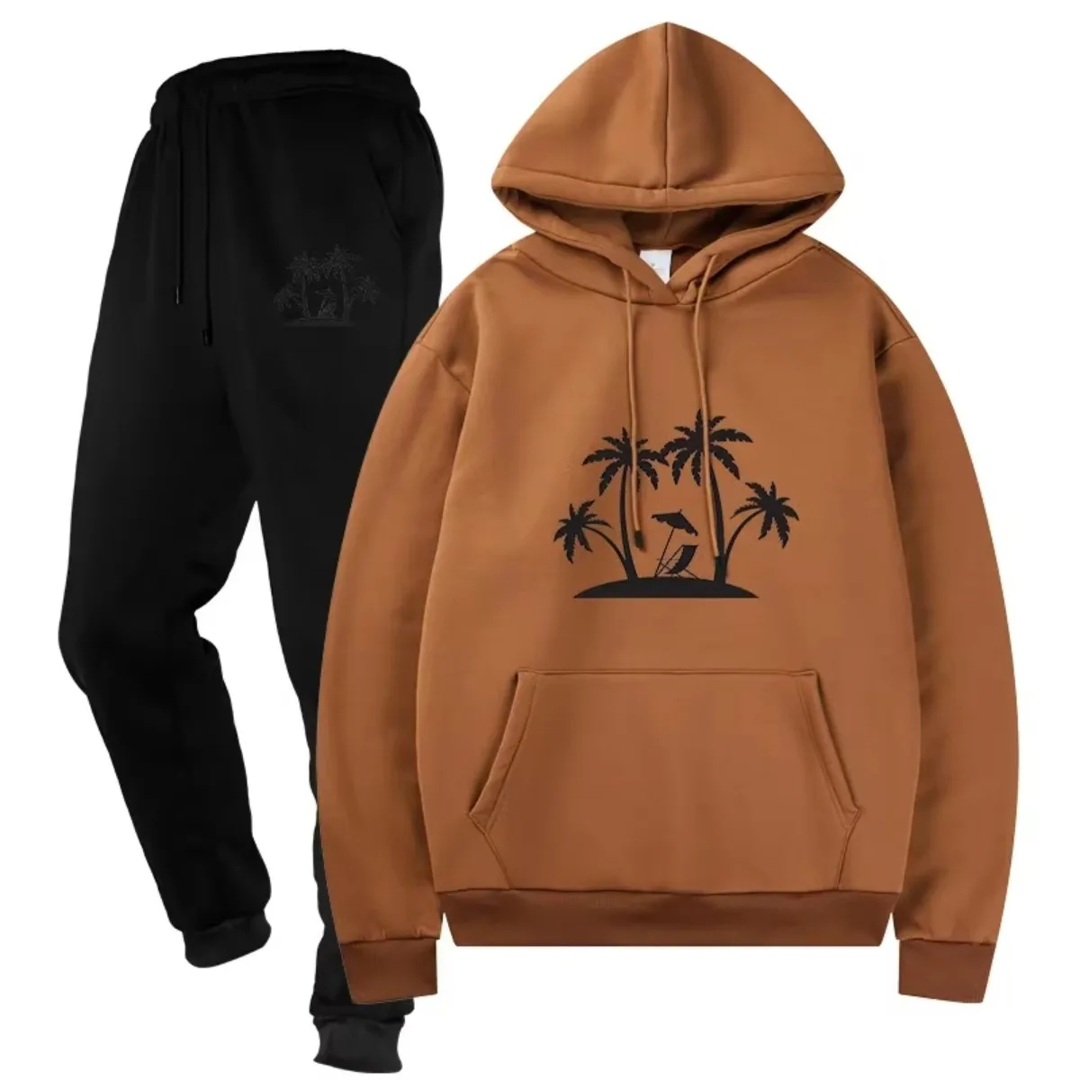 

Men's New Cotton Autumn and Winter Fashion Design Conduzed Harajuku Hooded Top Long Sleeves and Sweatpants Sets