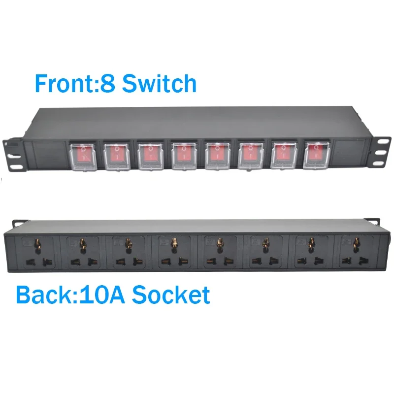 

Cabinet Sockets PDU Power Strip Distribution Unit 8-socket output Independent Switch Front 8-position switch